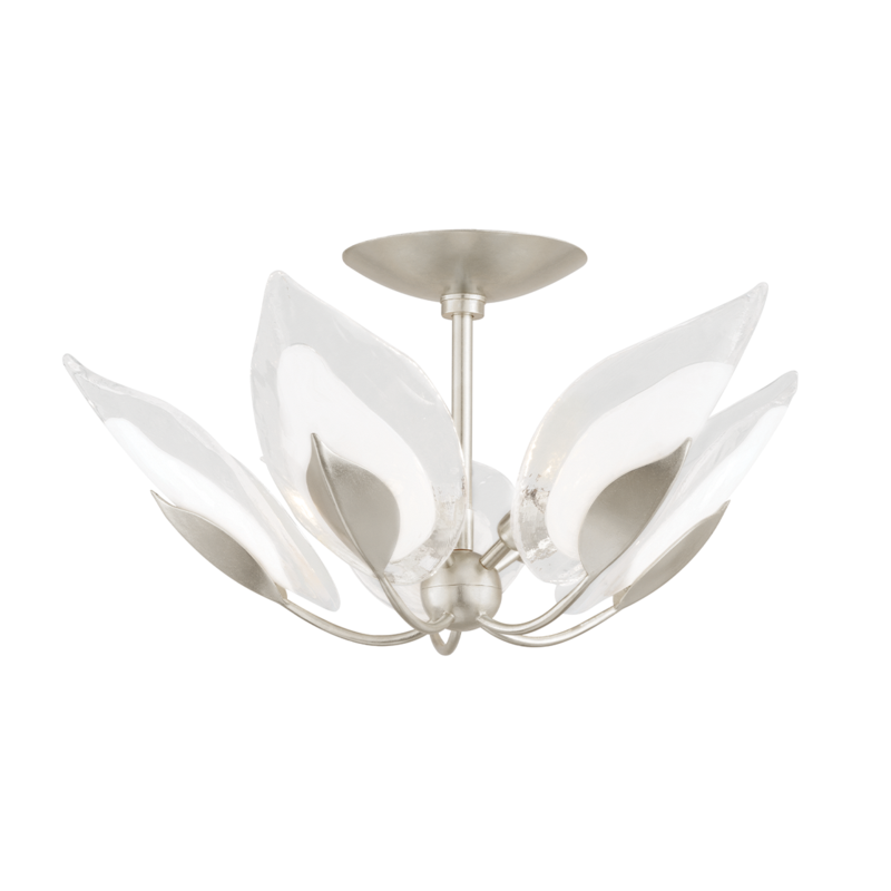 Hudson Valley Lighting 5 Light Semi Flush - Silver Leaf