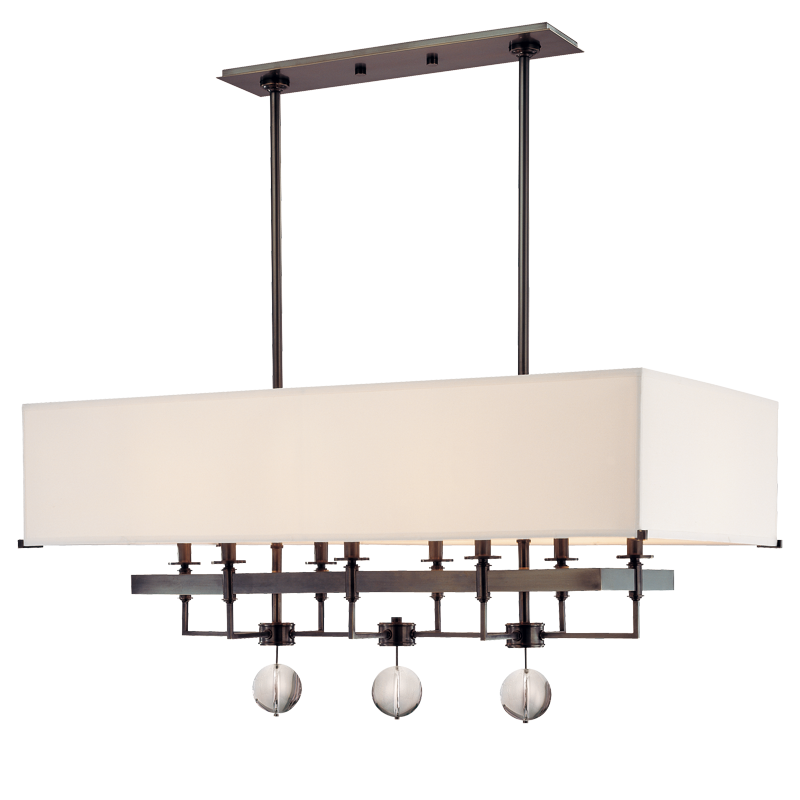 Hudson Valley Lighting 8 Light Island With Black Trim On Shade - Polished Nickel