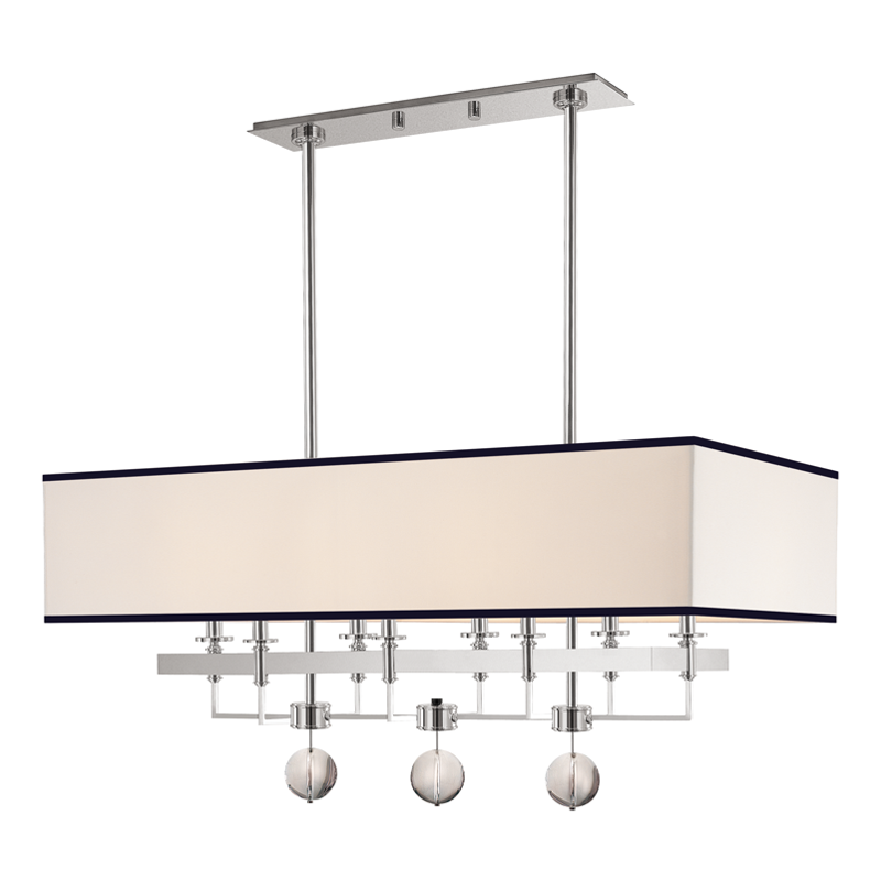 Hudson Valley Lighting 8 Light Island With Black Trim On Shade - Polished Nickel