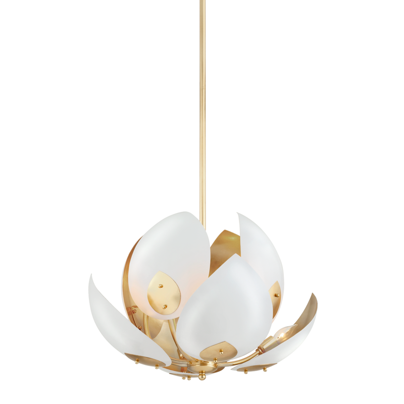 Hudson Valley Lighting 8 Light Chandelier - Gold Leaf/White