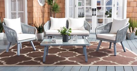 Safavieh Jorda 4Pc Rope Living Set - Grey/Beige