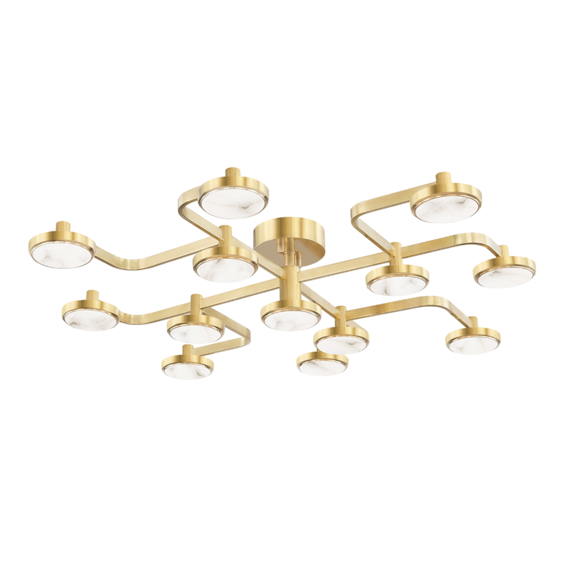 Hudson Valley Lighting 13 Light Semi Flush - Aged Brass