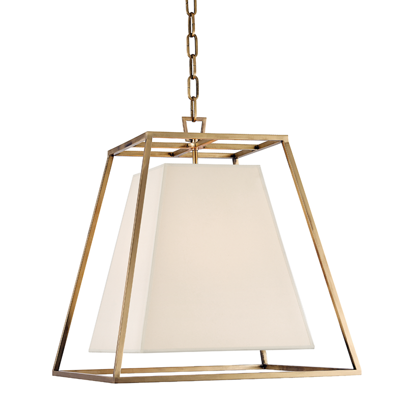 Hudson Valley Lighting 4 Light Pendant W/White Shade - Aged Brass