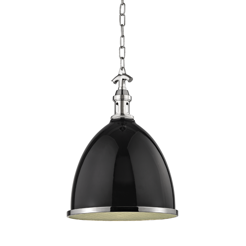 Hudson Valley Lighting 1 Light Small Pendant - Black/Polished Nickel