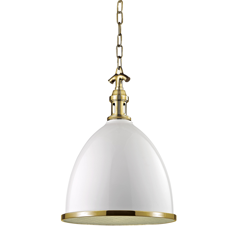 Hudson Valley Lighting 1 Light Small Pendant - White/Aged Brass