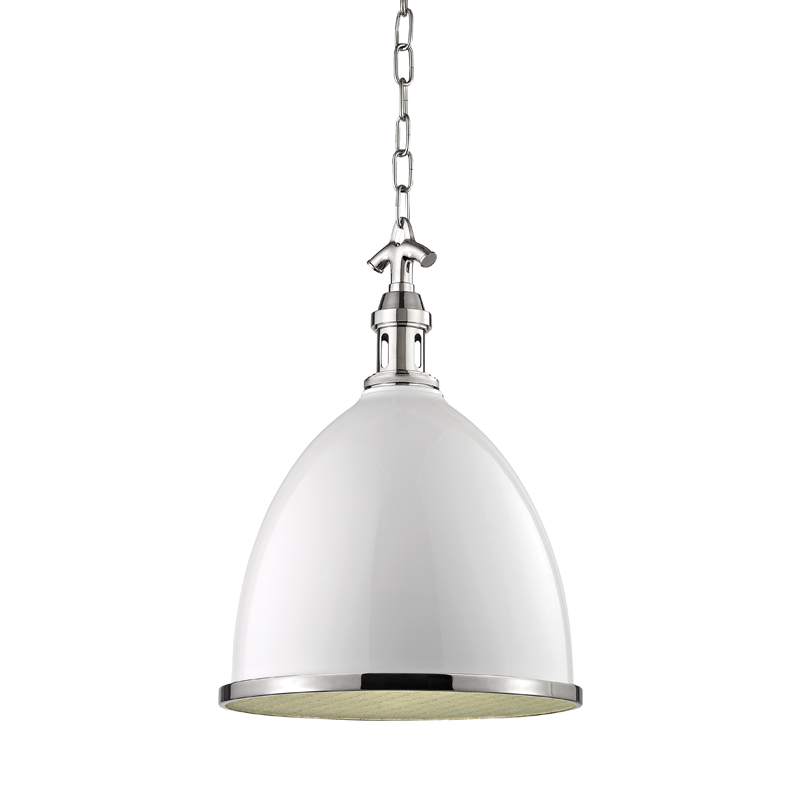 Hudson Valley Lighting 1 Light Small Pendant - White/Polished Nickel Combo