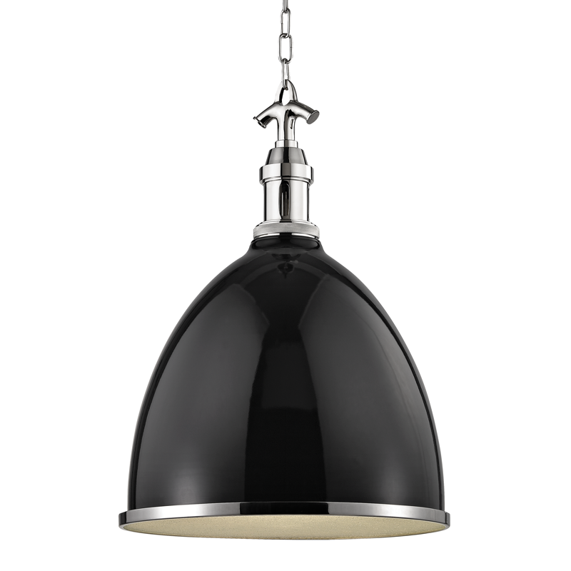 Hudson Valley Lighting 1 Light Large Pendant - Black/Polished Nickel