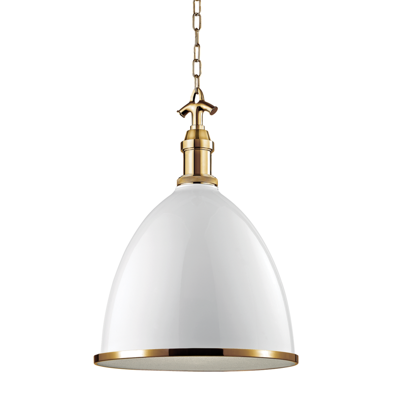 Hudson Valley Lighting 1 Light Large Pendant - White/Aged Brass