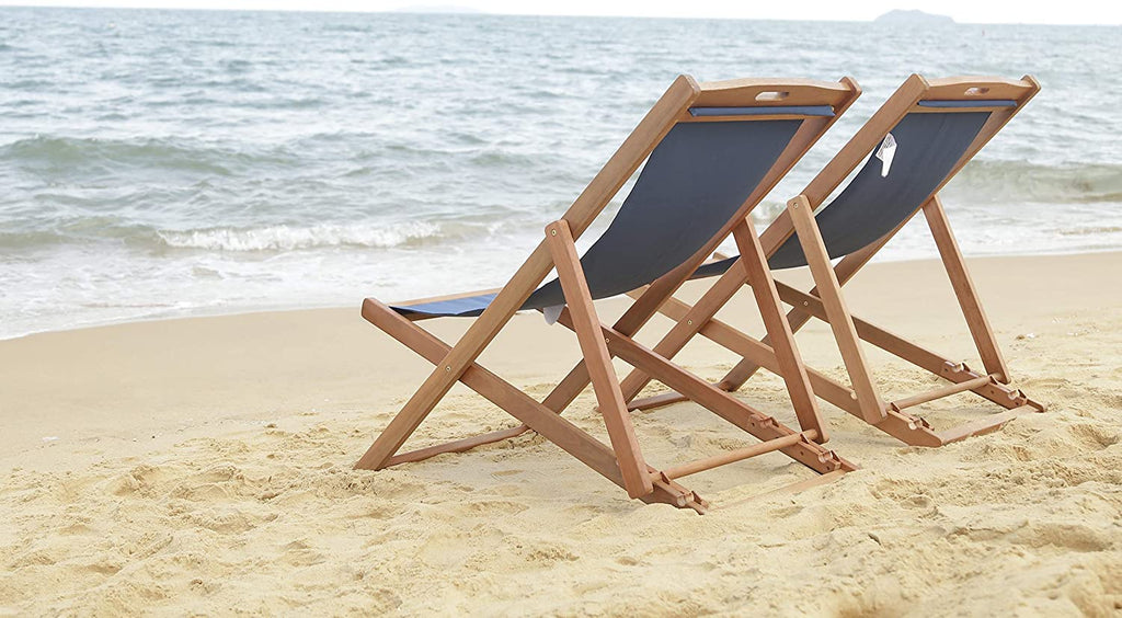 Safavieh Loren Sling Chair - Natural/Navy (Set of 2)