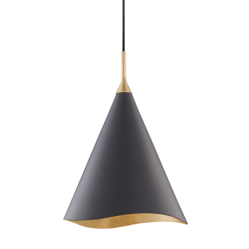 Hudson Valley Lighting 1 Light Small Pendant - Gold Leaf/Black Combo