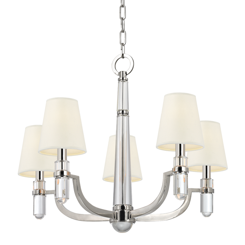 Hudson Valley Lighting 5 Light Chandelier W/White Shade - Polished Nickel