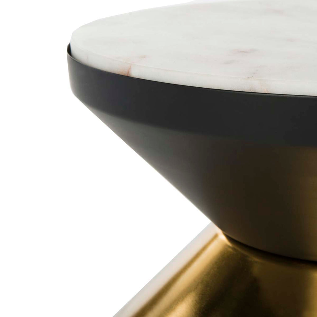 Safavieh Azizi Stone Top Side Table - Black/Gold/White Stone Top