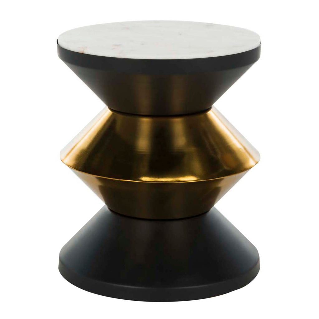 Safavieh Azizi Stone Top Side Table - Black/Gold/White Stone Top