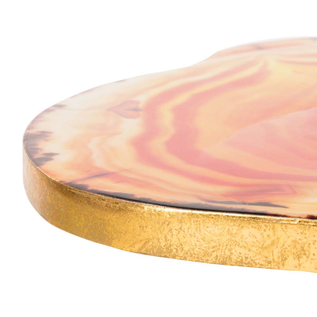 Safavieh Giselle Faux Agate Side Table - Multi Orange/Gold