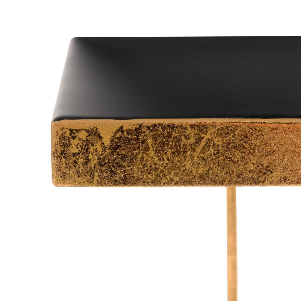 Safavieh Amarylis Greek Key Side Table - Black Enamel/Gold