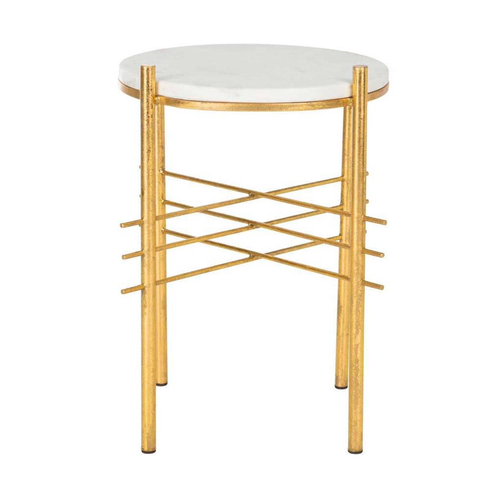 Safavieh Jenesis Round Accent Table - White Marble/Gold