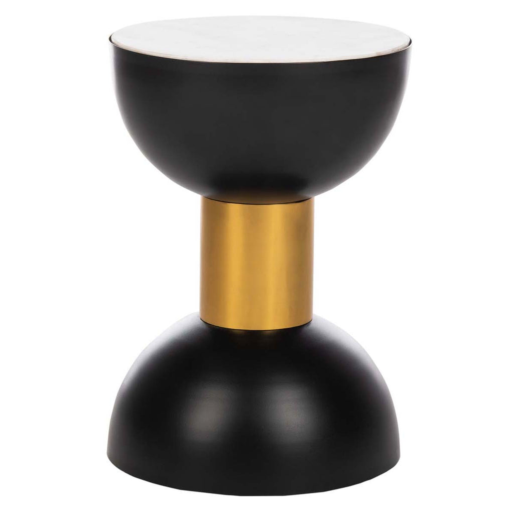 Safavieh Zephyr Round Accent Table - White Marble/Black/Gold