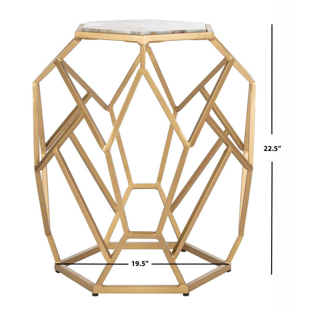 Safavieh Ava Geometric Accent Table - Multi Colored Agate/Gold