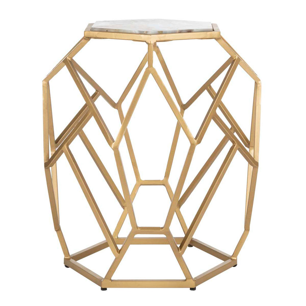 Safavieh Ava Geometric Accent Table - Multi Colored Agate/Gold