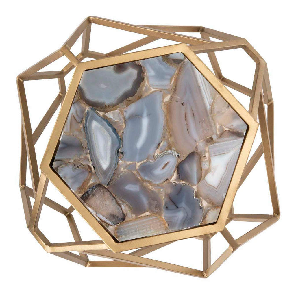 Safavieh Ava Geometric Accent Table - Multi Colored Agate/Gold