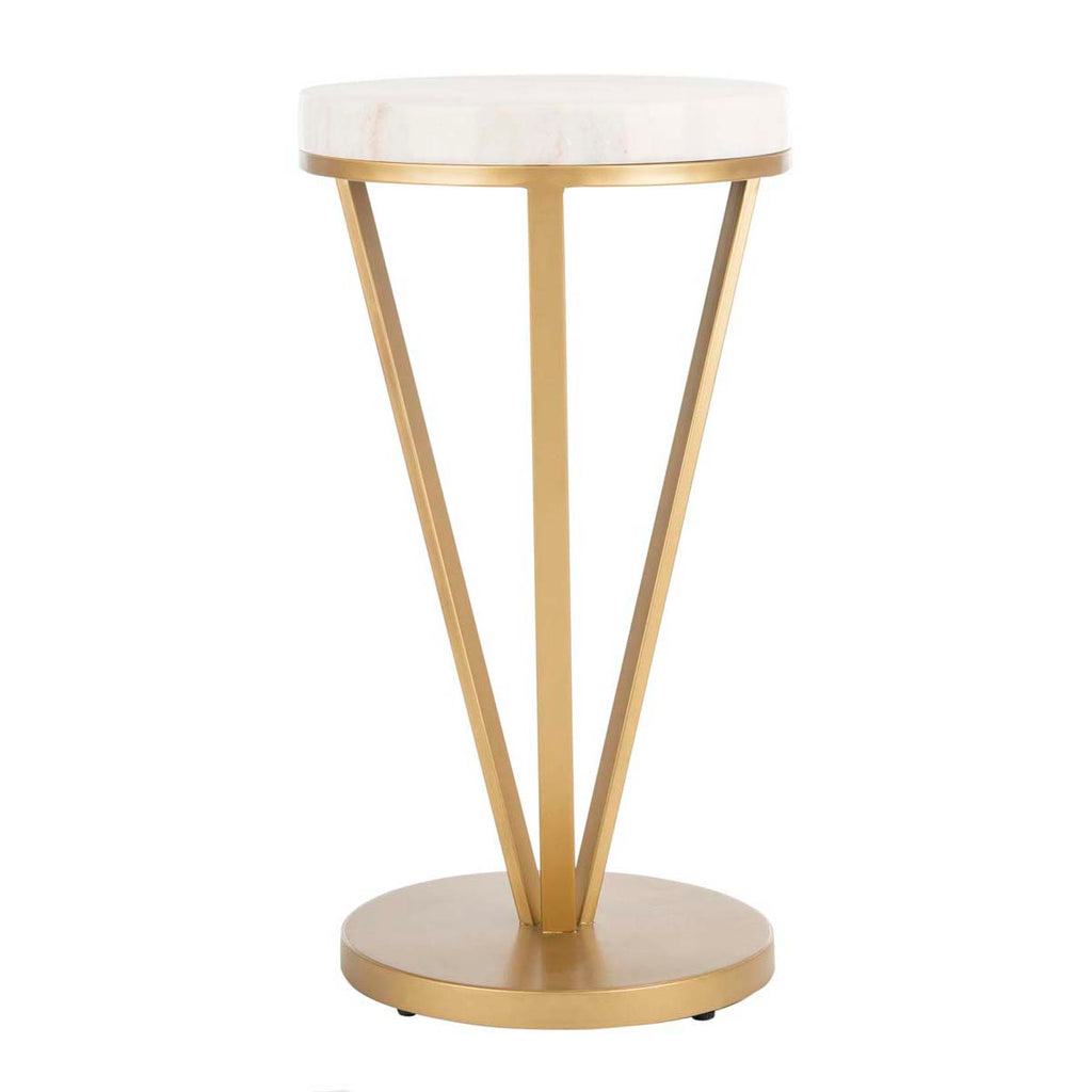 Safavieh Theia Accent Table - White Marble/Gold