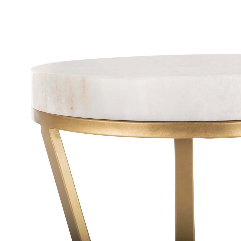 Safavieh Theia Accent Table - White Marble/Gold