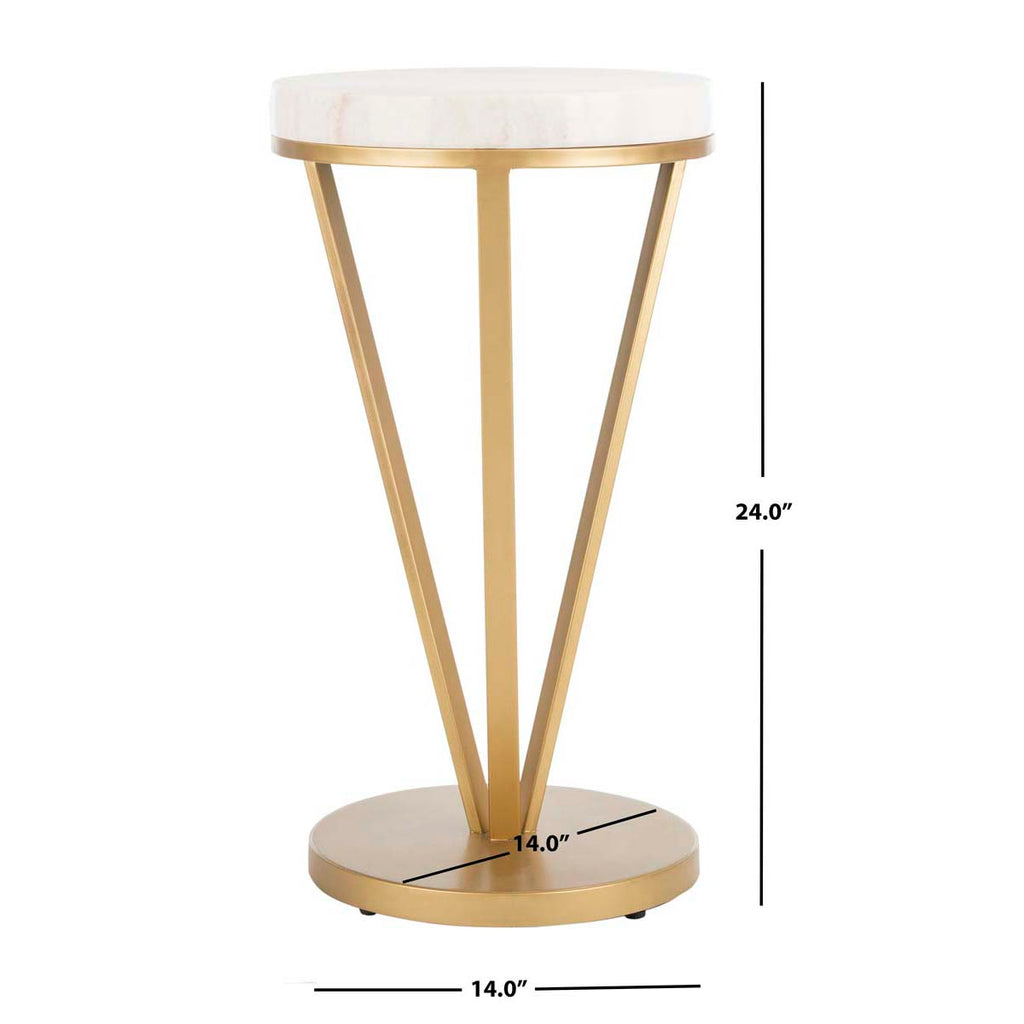 Safavieh Theia Accent Table - White Marble/Gold