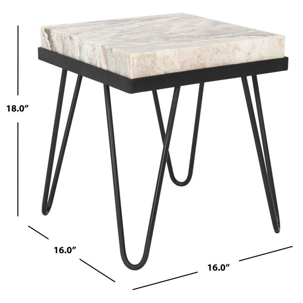 Safavieh Jada Stone Top Accent Table - Multi Grey Stone/Black