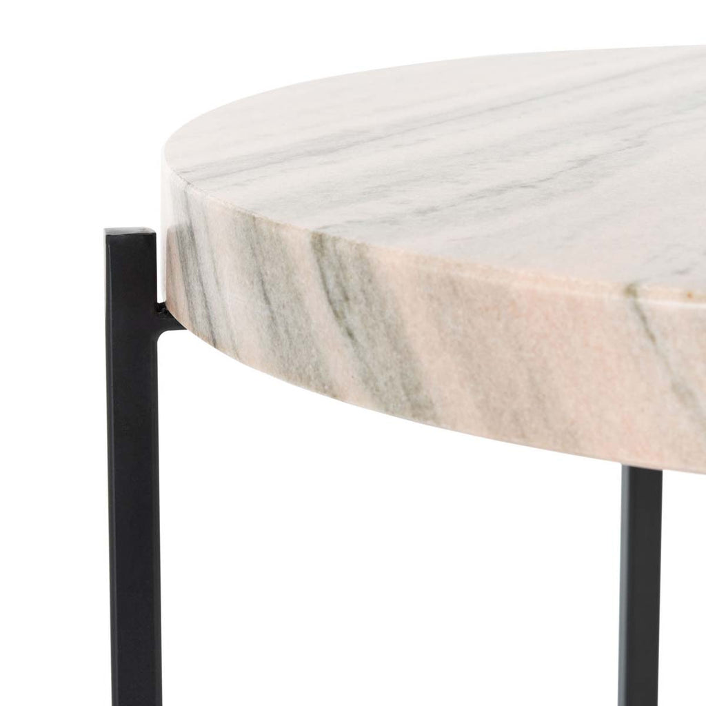 Safavieh Azula Stone Top Accent Table - Burnt Orange Stone/Black