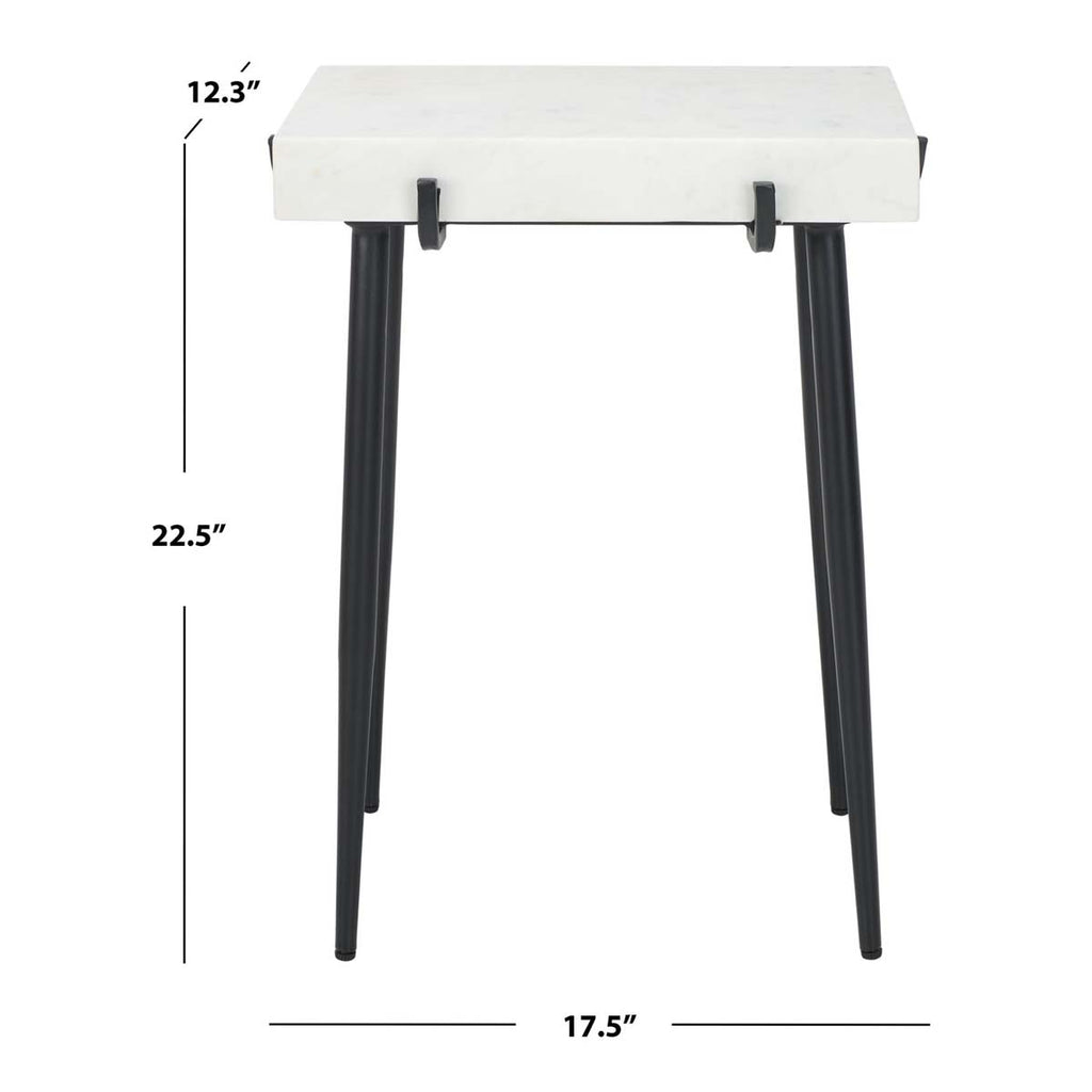 Safavieh Yuki Stone Top Accent Table - White Marble/Black