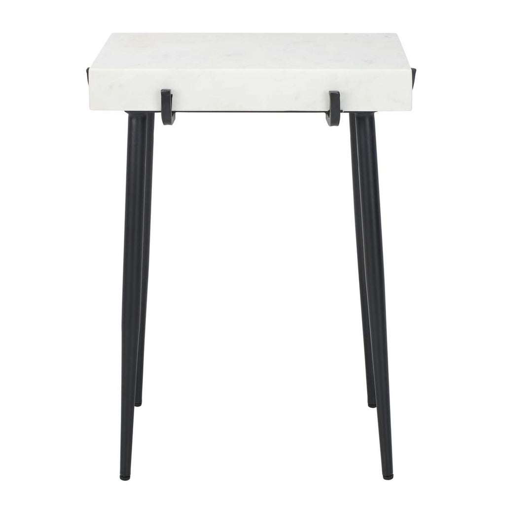 Safavieh Yuki Stone Top Accent Table - White Marble/Black