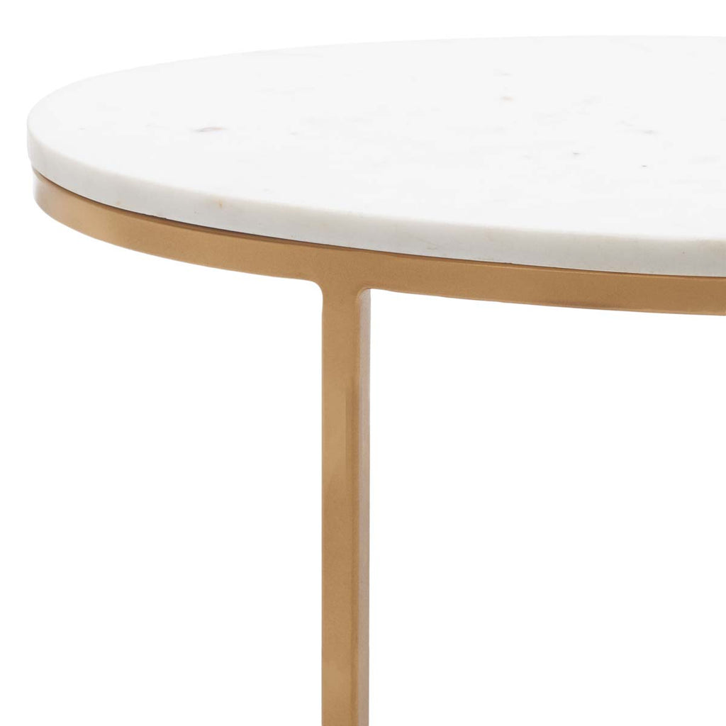 Safavieh Tage Marble Side Table - White Marble/Gold Legs