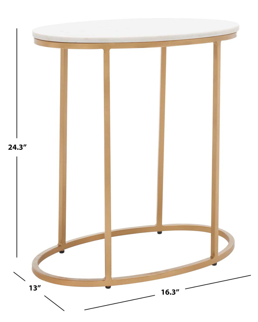 Safavieh Tage Marble Side Table - White Marble/Gold Legs