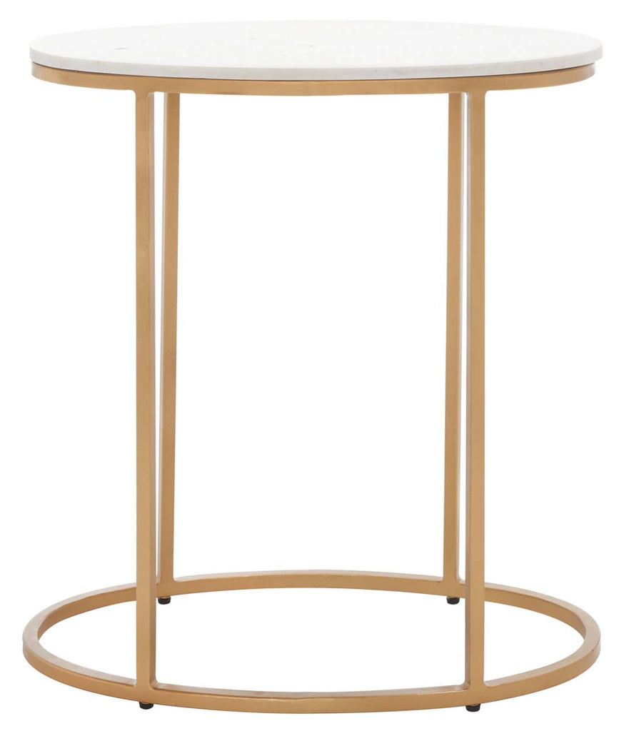 Safavieh Tage Marble Side Table - White Marble/Gold Legs