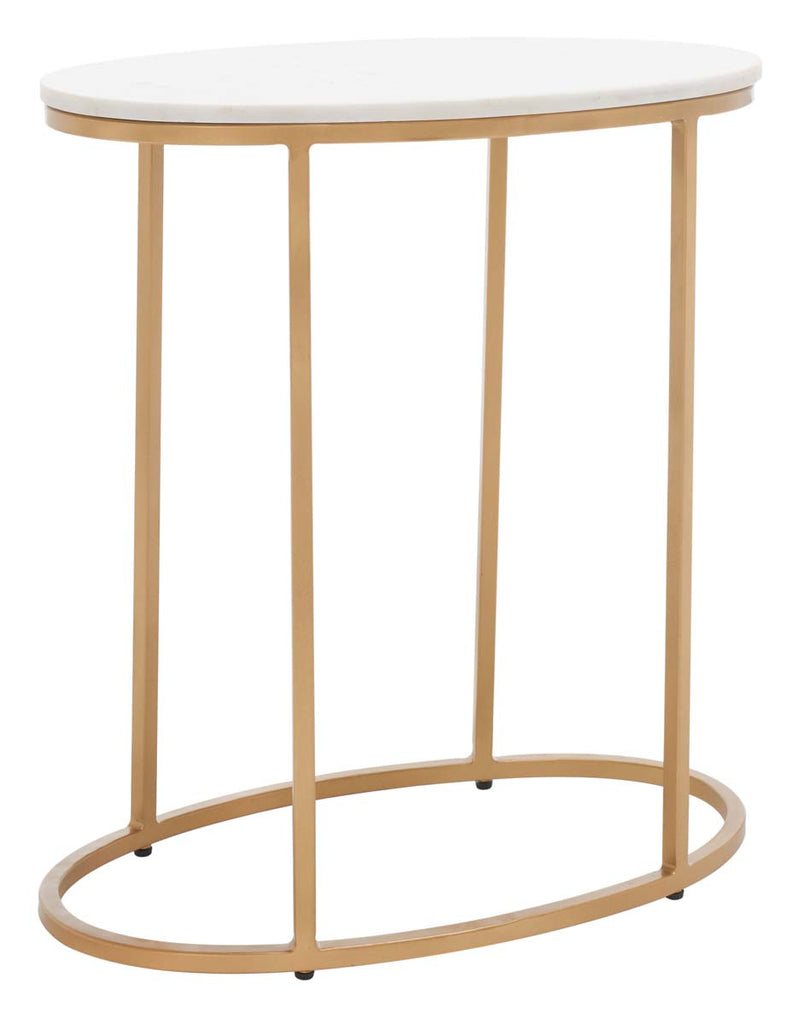 Safavieh Tage Marble Side Table - White Marble/Gold Legs