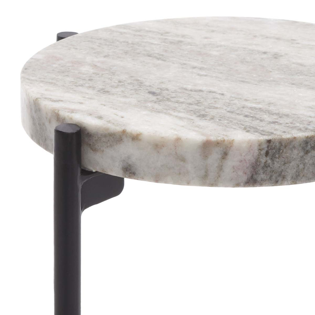 Safavieh Hames Drink Table - Sand Brown Marble Top / Black Legs