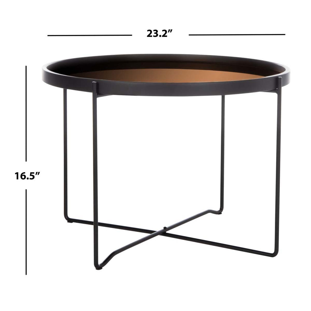 Safavieh Ruby Medium Round Tray Top Accent Table - Rose Gold/Black