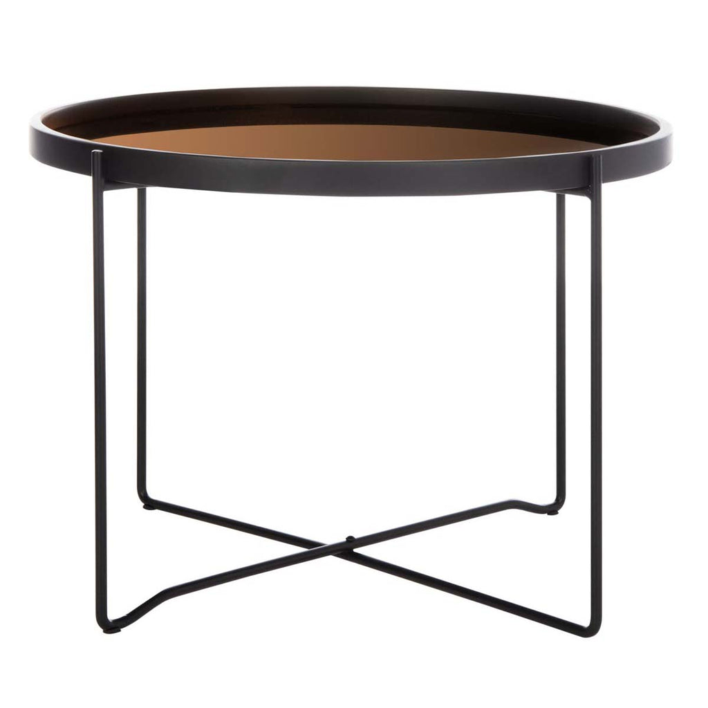 Safavieh Ruby Medium Round Tray Top Accent Table - Rose Gold/Black