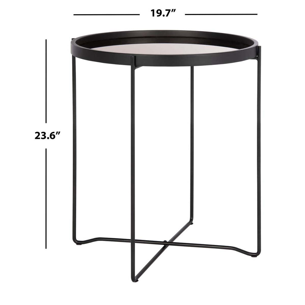 Safavieh Ruby Small Round Tray Top Accent Table - Rose Gold/Black