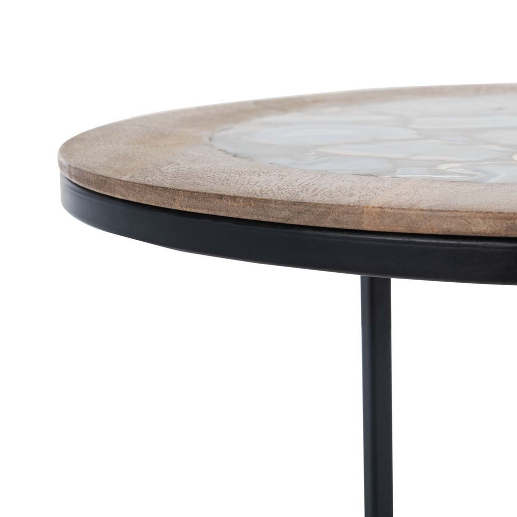 Safavieh Gemma Agate Side Table - Black Agate/Natural/Black Legs