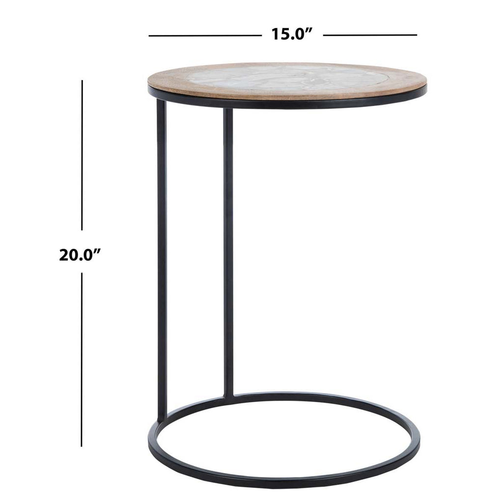 Safavieh Gemma Agate Side Table - Black Agate/Natural/Black Legs