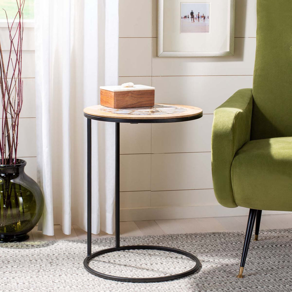 Safavieh Gemma Agate Side Table - Black Agate/Natural/Black Legs