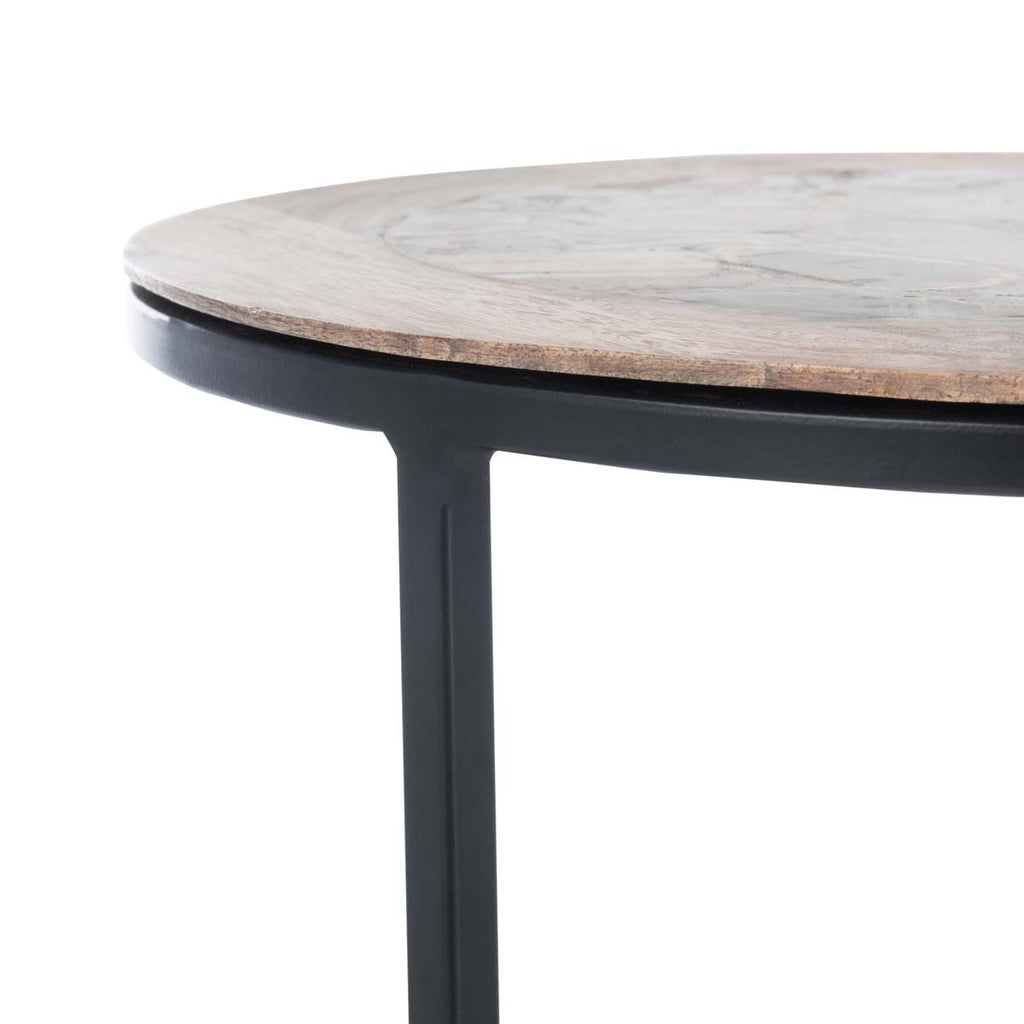 Safavieh Lumi Agate Accent Table - Black Agate/Natural/Black Legs