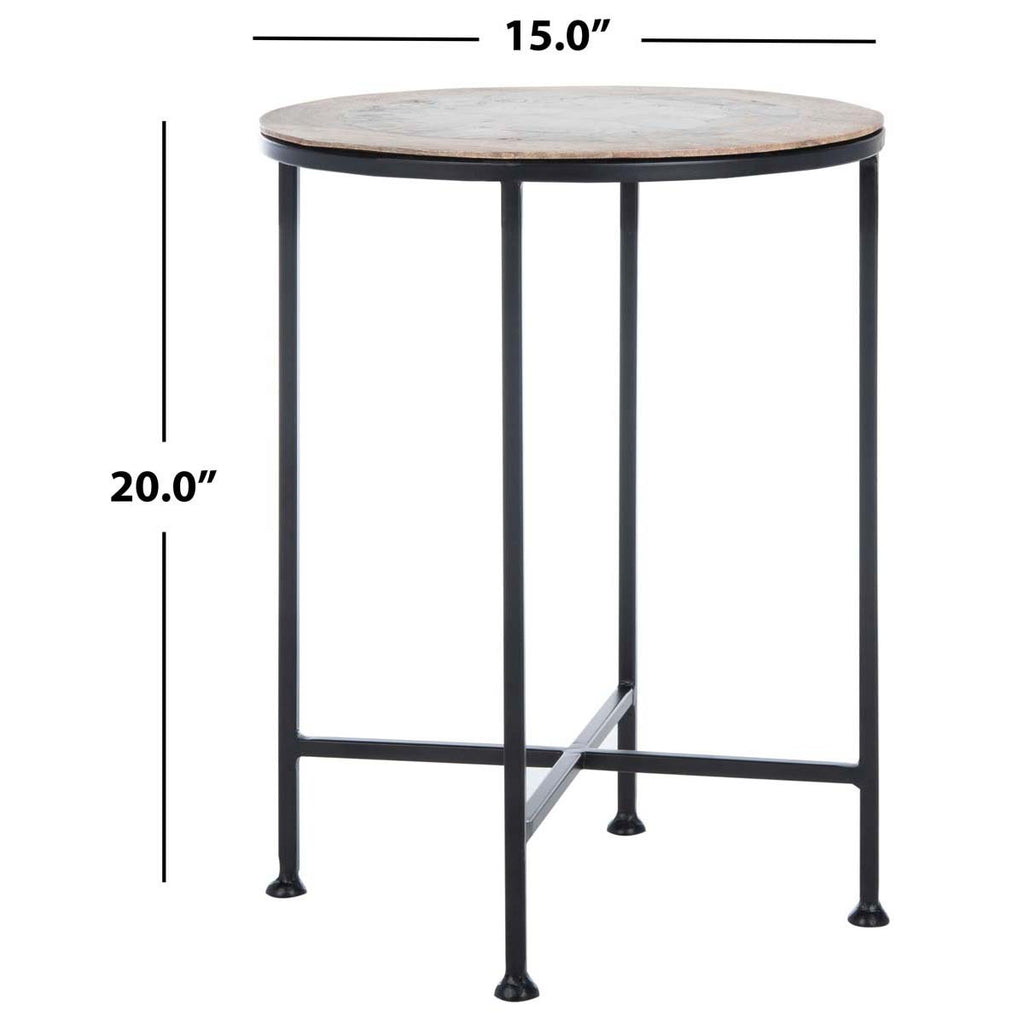 Safavieh Lumi Agate Accent Table - Black Agate/Natural/Black Legs