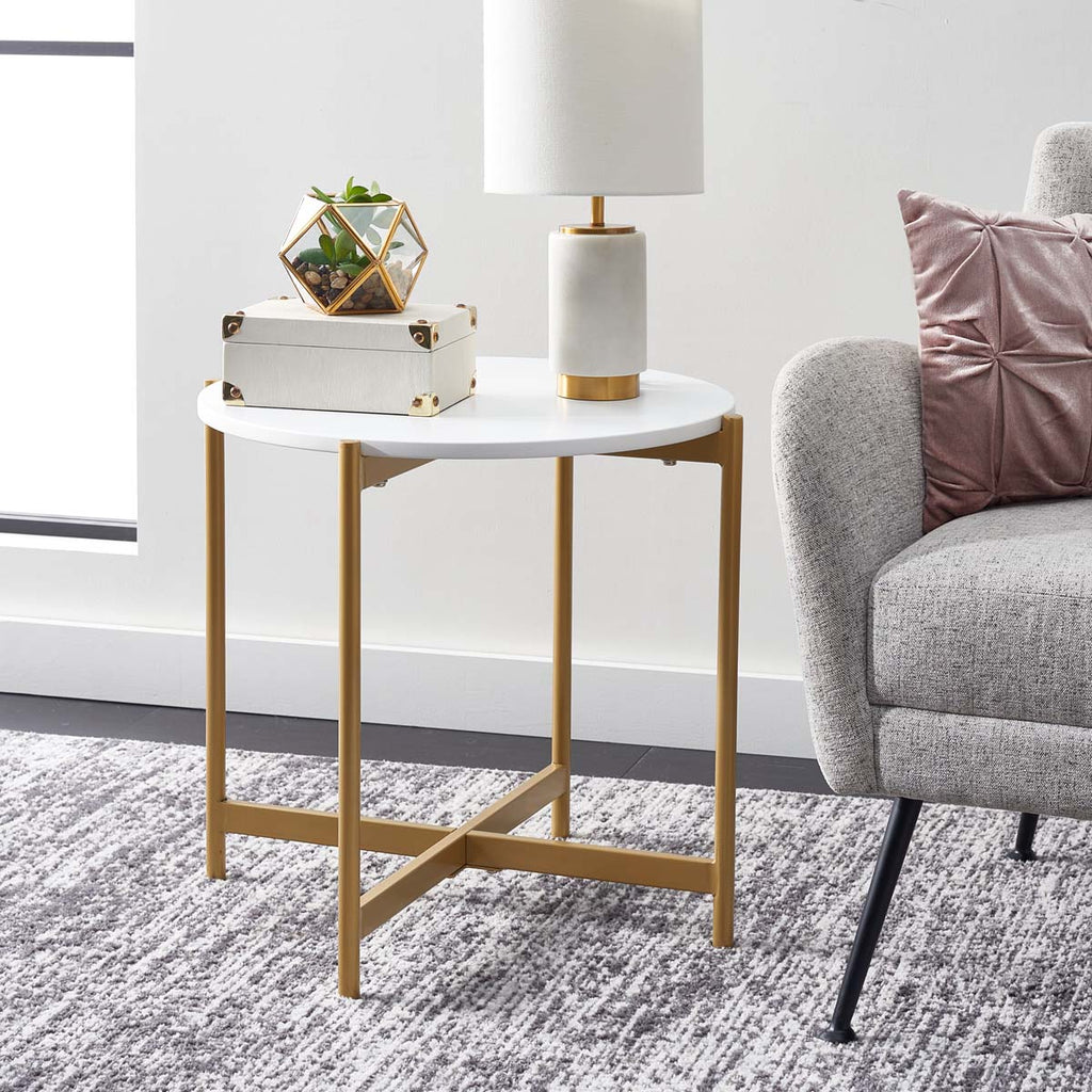 Safavieh Calina Accent Table - White / Gold