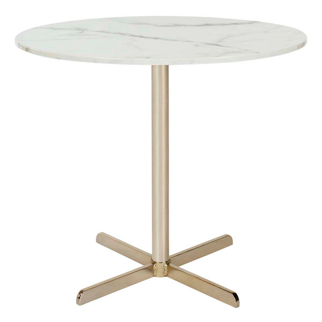 Safavieh Winnie Round Side Table - White Marble Veneer/Brass Leg