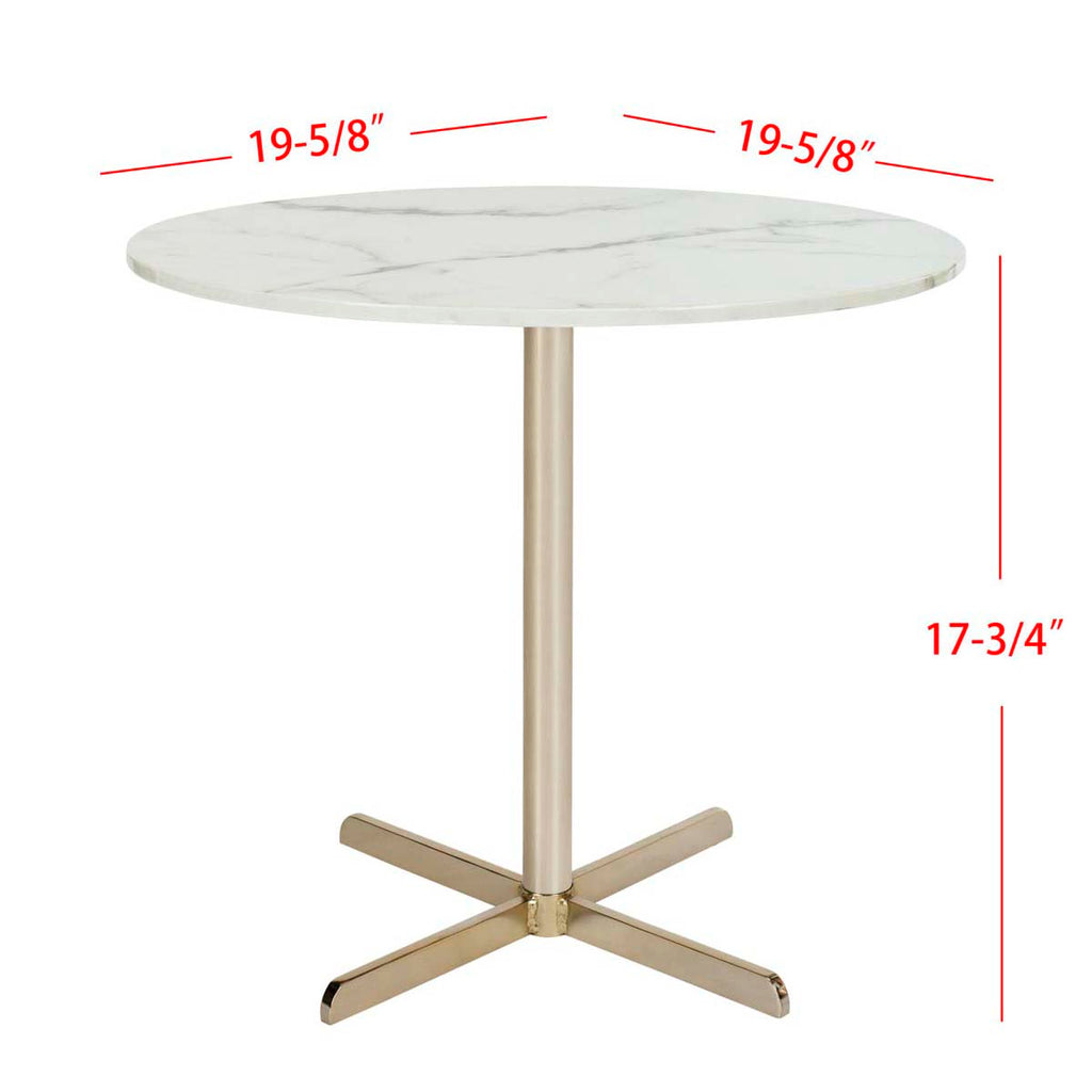 Safavieh Winnie Round Side Table - White Marble Veneer/Brass Leg