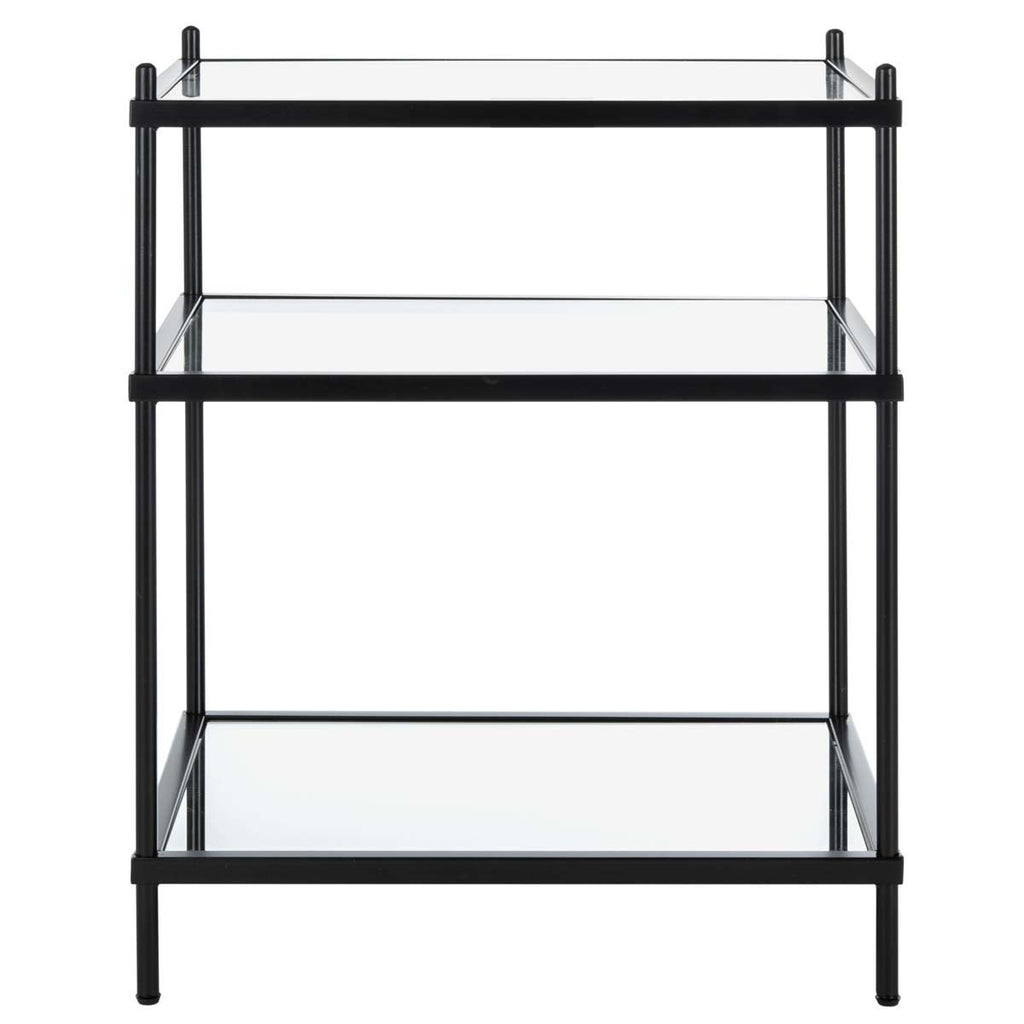 Safavieh Noelia 3 Tier Accent Table - Black/Glass Shelf/Mirror Base