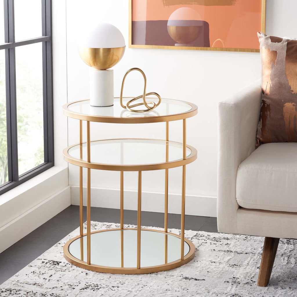 Safavieh Layta 3 Shelf Accent Table - Gold/Glass