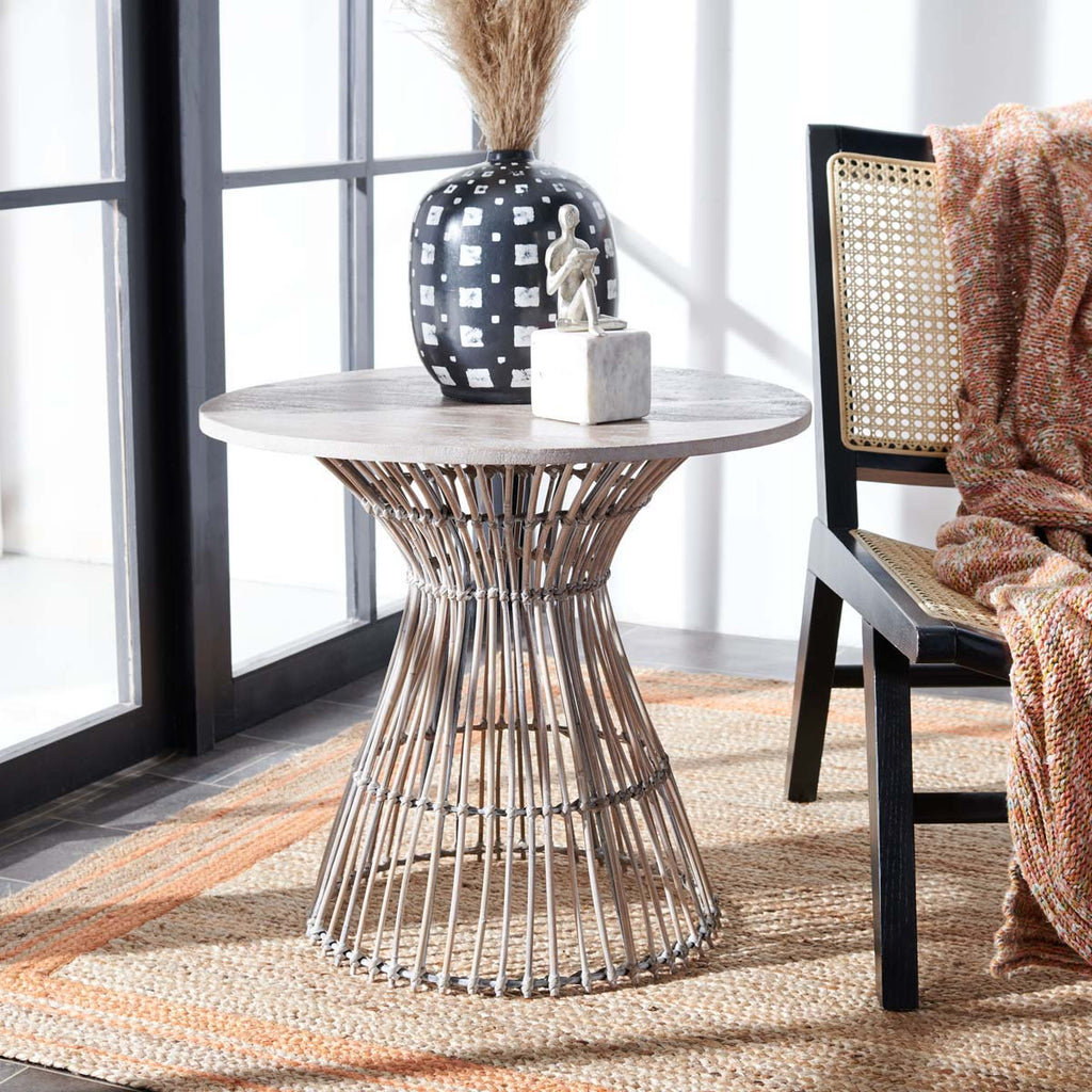 Safavieh Whent Round Accent Table - White Washed / Black